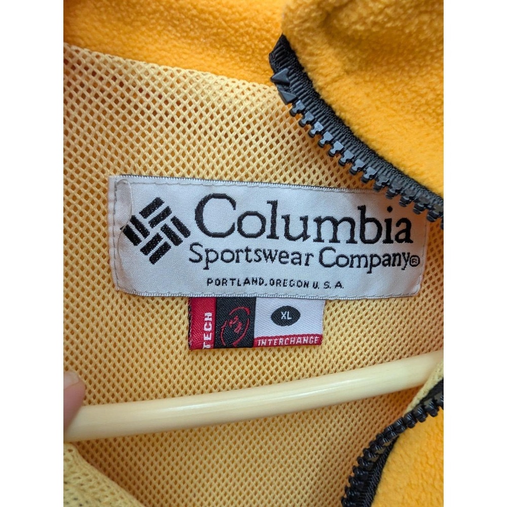 Vtg Columbia Yellow Fleece Jacket Full Zip Made in the USA Tech Interchange XLP - Picture 2 of 13